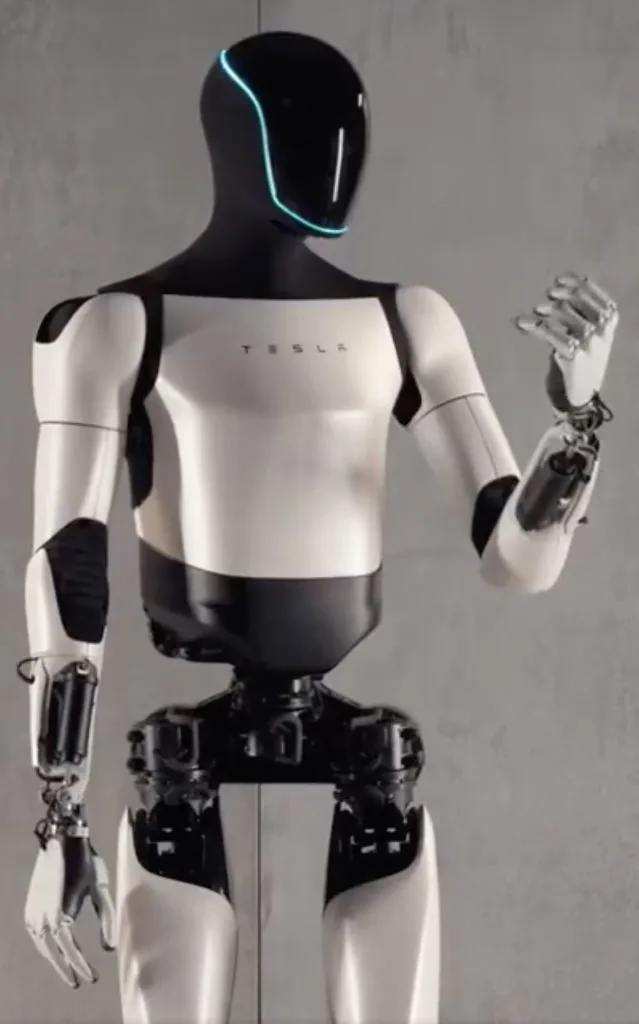 A Tesla Optimus Gen 2 humanoid robot, from Tesla's own promotional video.
